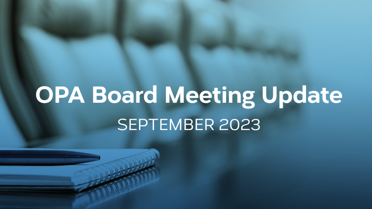 Board Update – September Board Meeting